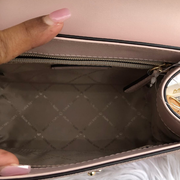 Michael kors serena pebbled leather small handbag satchel Pink gold hardware - Picture 6 of 11